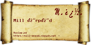 Mill Árpád névjegykártya